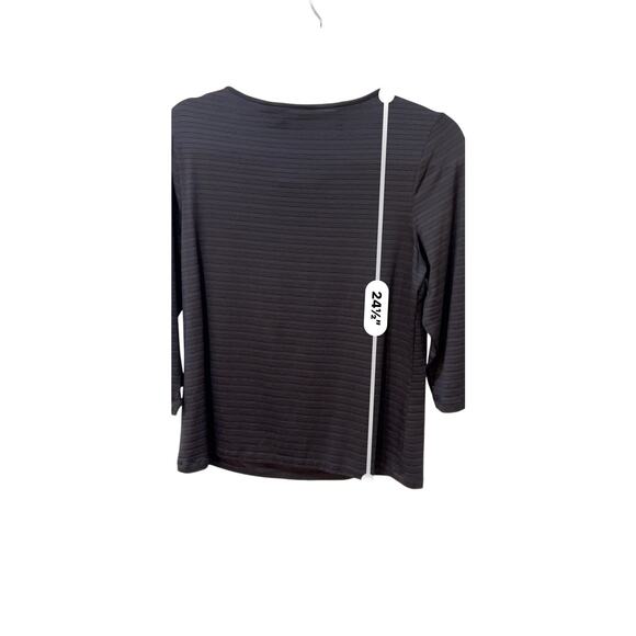 Chico’s Black Textured Top Women’s Size 1 Boatneck Wrinkle Resistant Travel Wear - Picture 6 of 8